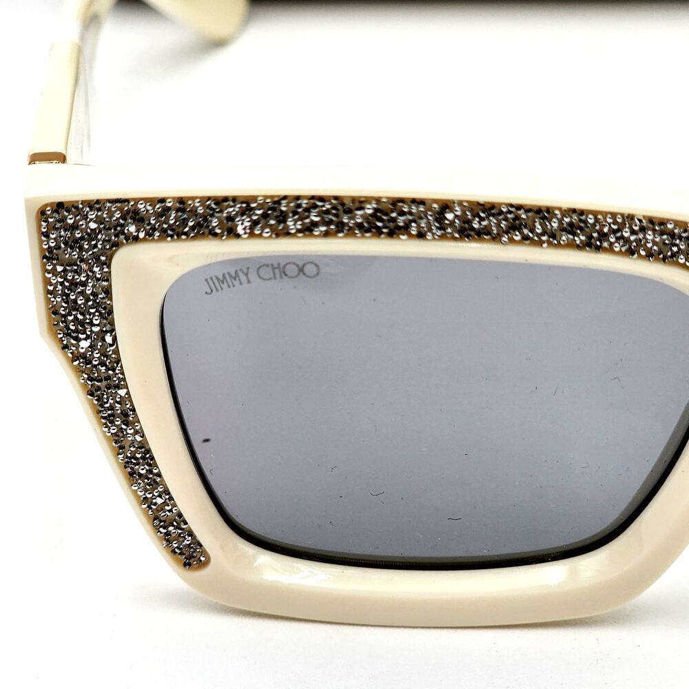 Jimmy Choo 51MM Embellished White/Ivory Rectangle Sunglasses - Picture 3 of 13